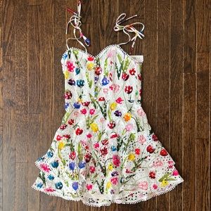 Alice and Olivia Rosette Eyelet Tulip Print Mini Dress - New With Tags